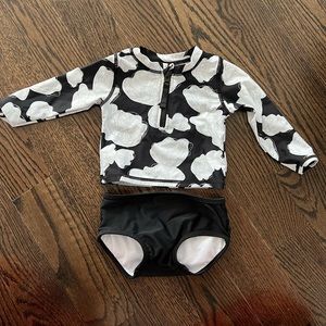 Brilliant Blooms Ruffle butts 2-piece swimsuit (rash guard) size 12-18 months
